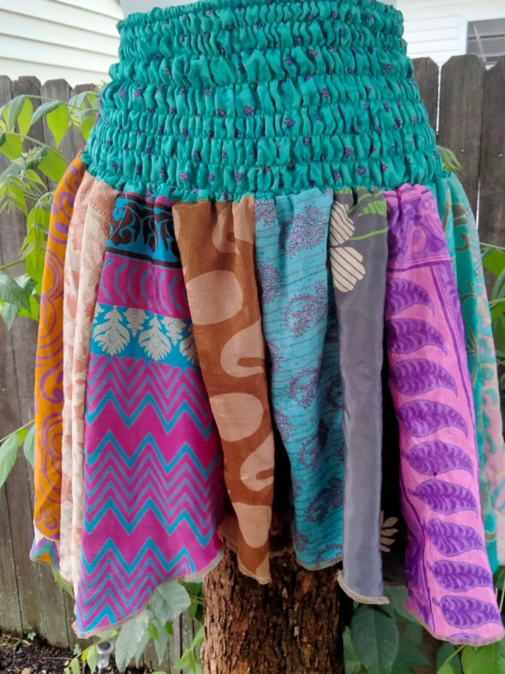 NWT Women Colorful Boho Patchwork Silky Shorts - Blue Multi Color One Size